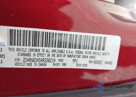 2010 Dodge Grand Caravan Crew из США, поврежденный, VIN 2D4RN6DX5AR336210